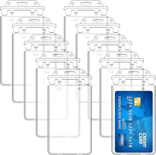 Tinlade 10 Pack Permanent Locking Hard Plastic Badge Holder Vertical Clear ID by Tinlade