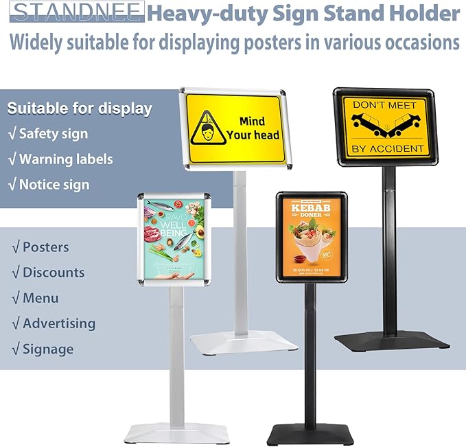 Sign Holder Stand, Heavy-Duty 8.5x11 Inch Aluminum Floor Stand - Image 2