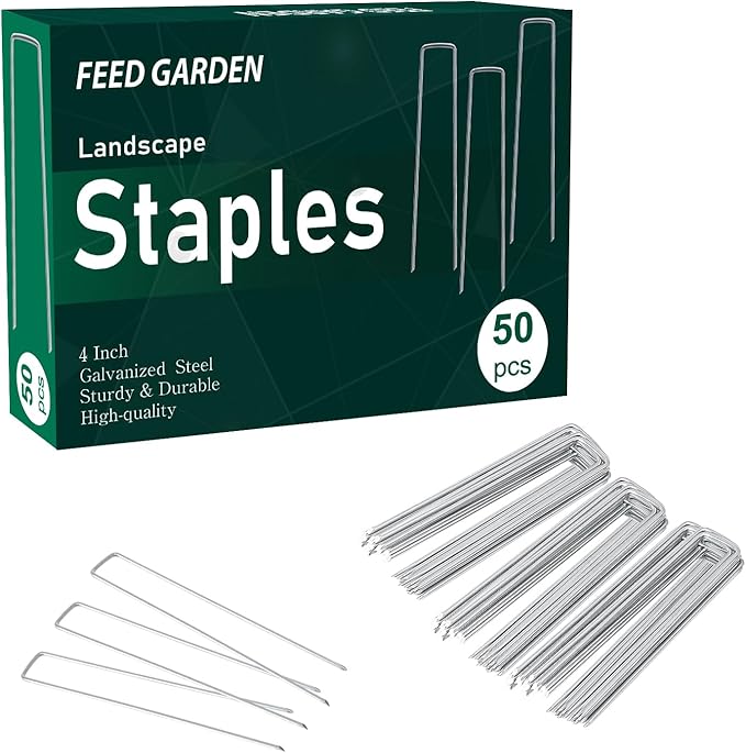 FEED GARDEN 4 Inch 25 Pack Galvanized Landscape Staples 11 Gauge Anti-Rust by FEEDGARDEN