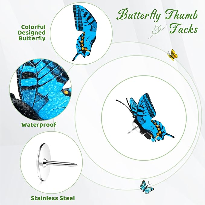 50Packs Purple Butterfly Push Pins Decorative Thumb Tacks Pushpins - Image 4