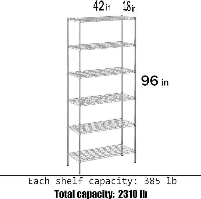 Regal Altair 18" Deep x 42" Wide x 96" Height Wire Shelving Kit | 6-Tier |NSF - Image 3
