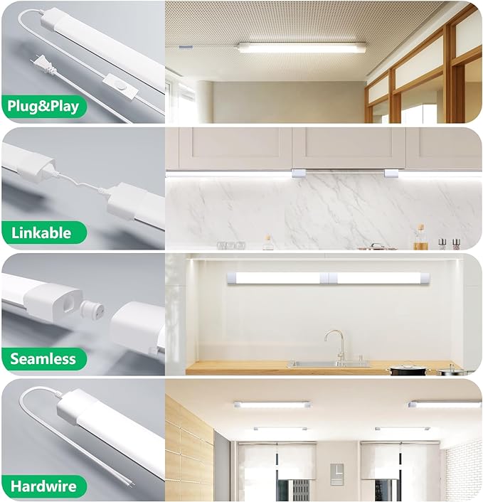 Modlicht Plug in Light Fixtures 2FT 2PCS Linkable 5000K LED Shop Light - Image 4