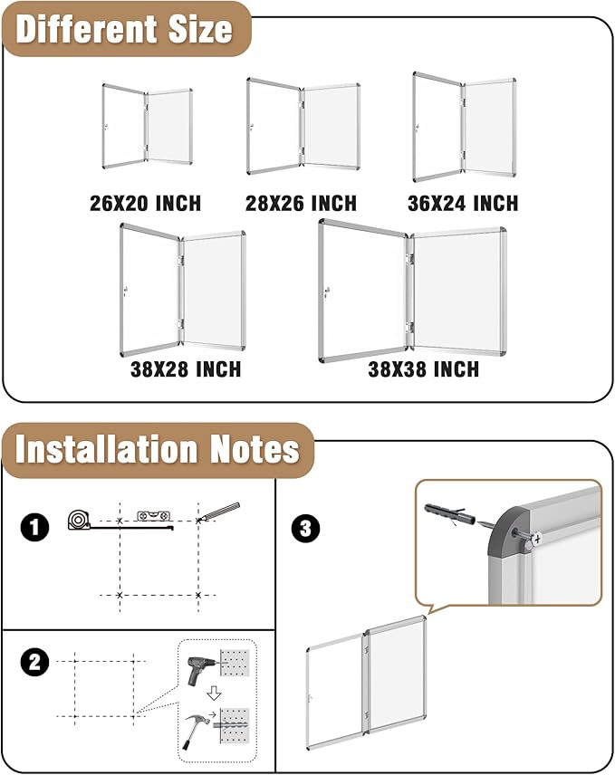 Mifuro 28"x26" Enclosed Bulletin Board, Lockable Weather-Resistant Aluminum - Image 4