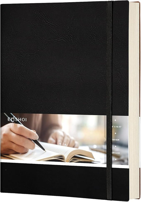 EMSHOI Dotted Journal Bullet Notebook, B5 Large Softcover Leather Journal by EMSHOI