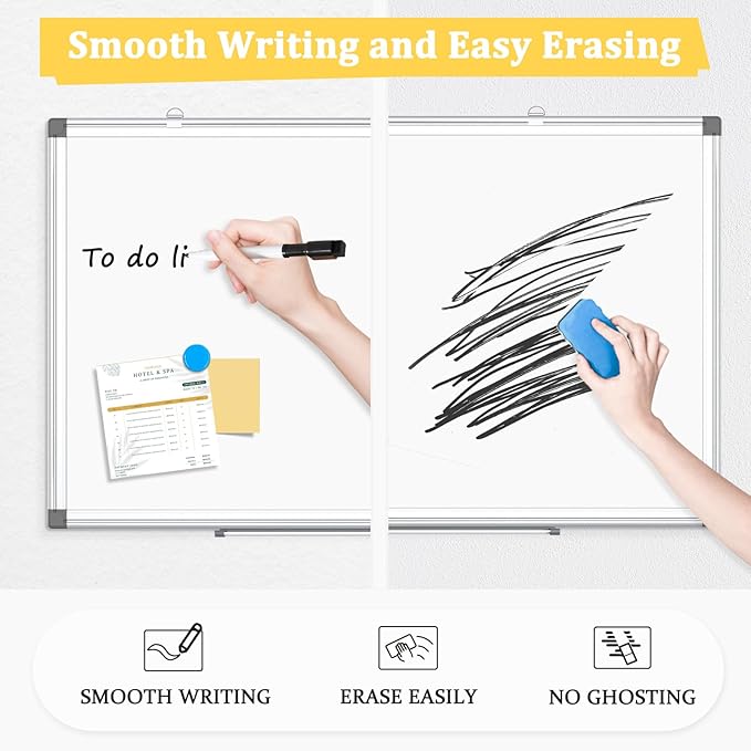 AMUSIGHT Double-Sided Magnetic Whiteboard, Aluminum Frame White Board - Image 4