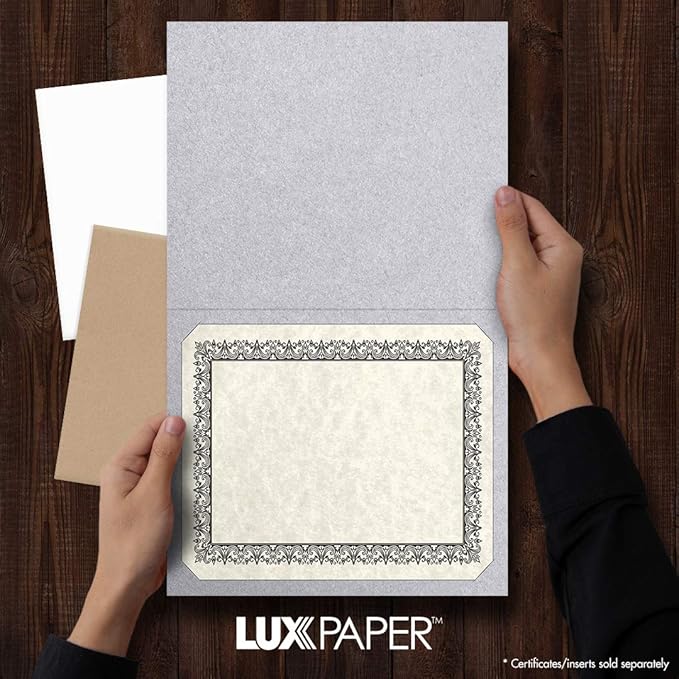 LUXPaper 9.5" x 12" Certificate Holders | Silver Metallic | 105lb. Cover | 50 - Image 3