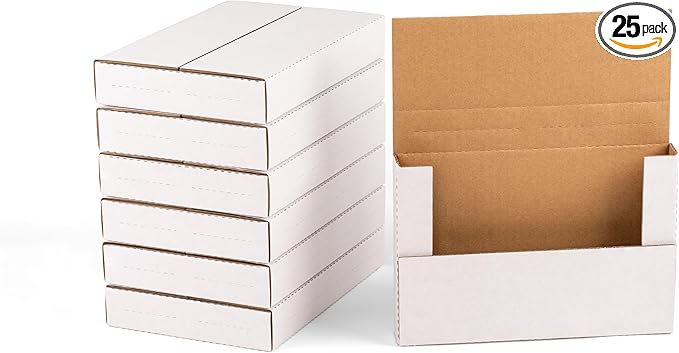 YUSHYIJIE 9x6x1.3 inch Small Shipping Boxes, 25 Pack by PackwithEase