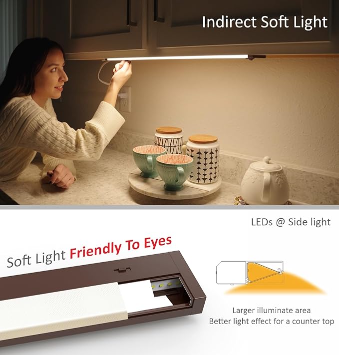 Leetdud LED Under Cabinet Lighting Hardwired or Plug in, 24 Inch 12W, Dimmable - Image 7