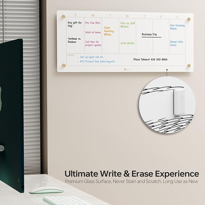 Glass Golden Weekly Dry Erase Calendar White Board - Image 4