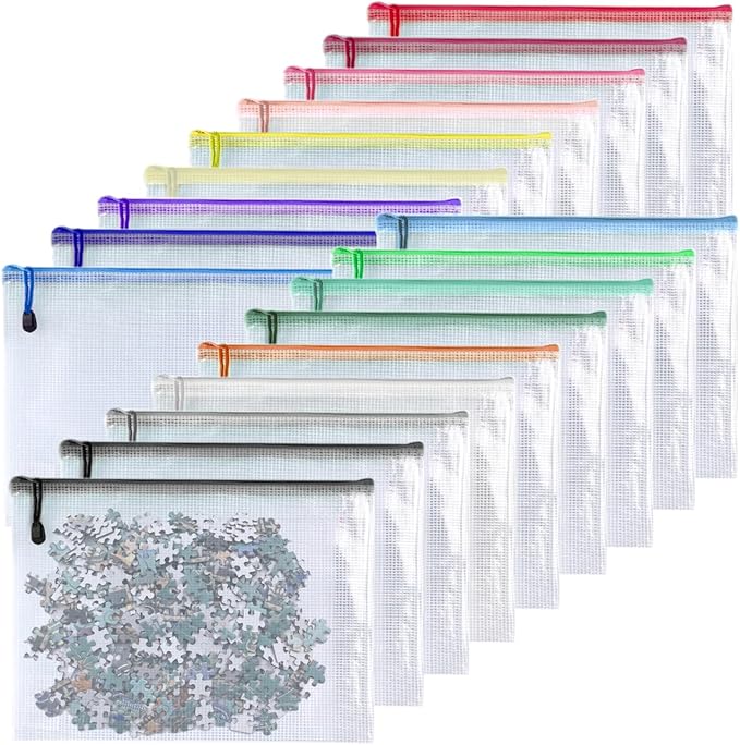 Oaimyy-18 Pcs-Mesh Zipper Pouches File Bags Puzzle Storage Bags Folders Large - Image 5