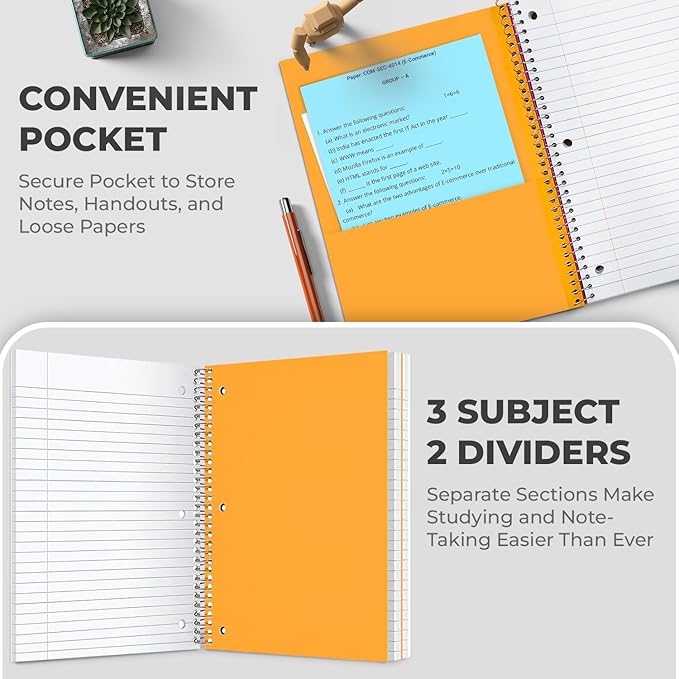 Rosmonde 36 Pack 3 Subject Spiral Notebook College Ruled Bulk, Thick Paper - Image 3