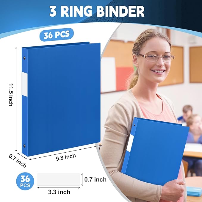 Henoyso 36 Pcs 3 Ring Binder 0.5 Inch Round Fits Letter Size 8.5'' x 11'' Paper - Image 3