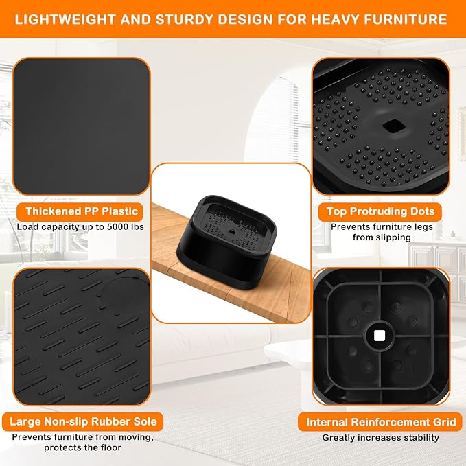 shouwuhho 9 Pack Furniture Risers Adjustable Bed Risers Heavy Duty Lifts Height - Image 3