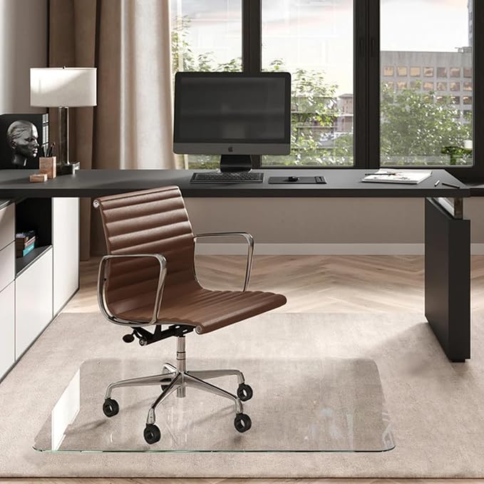 Vitrazza Glass Chair Mat 45” x 53” Superior ¼ Thick, Luminoso Low-Iron Ultra by VitrazzaGlassOfficeChairMats