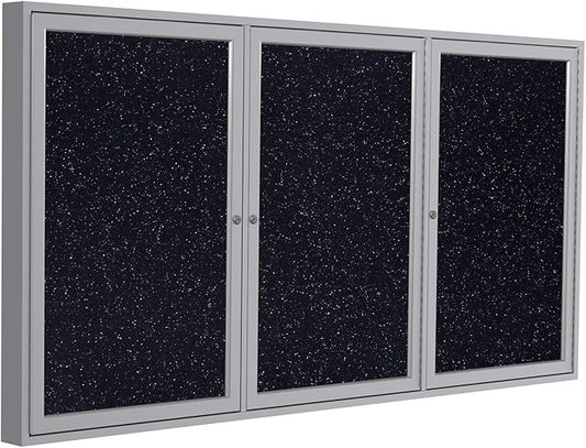 Ghent 36"x72" 3-Door indoor Enclosed Recycled Rubber Bulletin Board, Shatter by Ghent