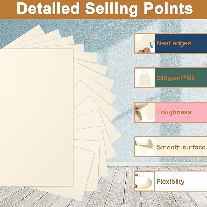Silunkia 300 Sheets Cream Cardstock 8.5 x 11 Ivory Paper, 200gsm/75lb Off White - Image 3