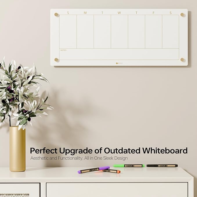 Glass Golden Weekly Dry Erase Calendar White Board - Image 2