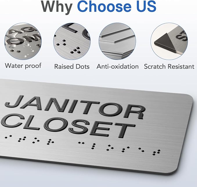SECURITY OFFICE Signs with Raised Text & Grade 2 Braille, Brushed - Image 3