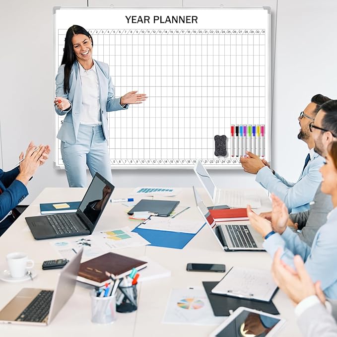 Lincia Extra Large 48" x 36" Magnetic Vertical Year Planner Dry Erase Calendar - Image 5
