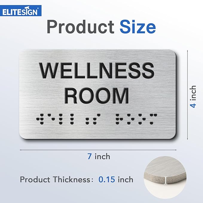 Mothers's Room Signs with Raised Text & Grade 2 Braille, Brushed - Image 4