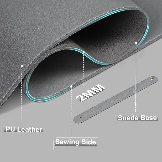 Leather Desk Pad Protector, 39.4'' X 17'' Large Mouse Pad, Office Desk Mat - Image 4