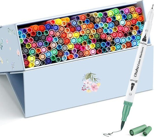Ohuhu Markers for Adult Coloring Books No Bleeding 160 Colors Coloring Markers by Ohuhu