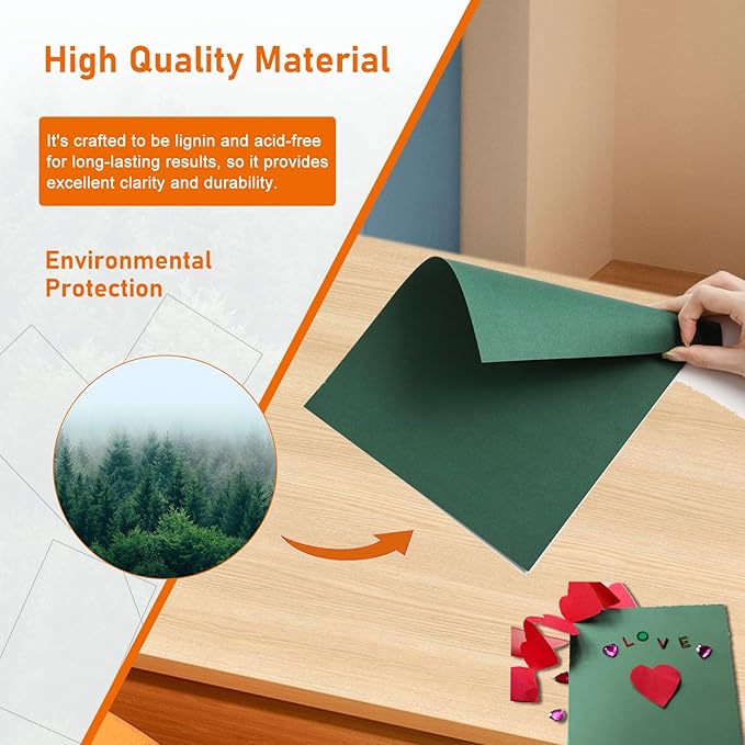 100 Sheets Dark Green Cardstock 8.5 x 11 Scrapbook Paper, 92lb Heavyweight - Image 5