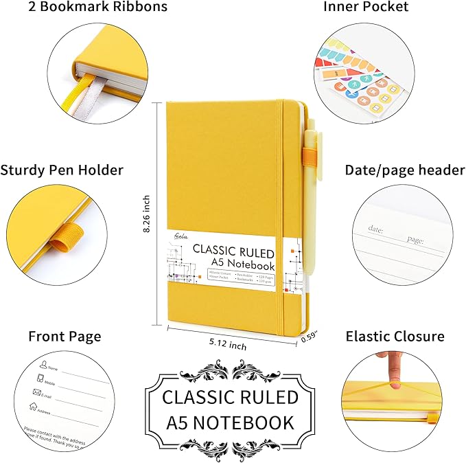 5 Pack Journal Notebook Bulk for School, Feela Hardcover Business Notebooks - Image 2