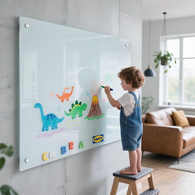 Magnetic Glass Whiteboard 36"X72" Dry Erase Board White Board Wall Mounted - Image 3