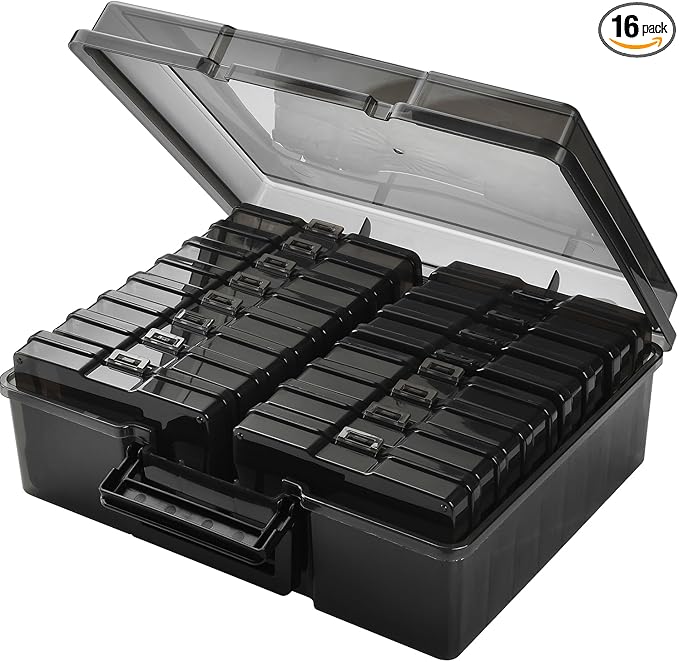 Haundry Photo Storage Box with 16 Inner 4" x 6" Photo Case, Portable Storage by Haundry
