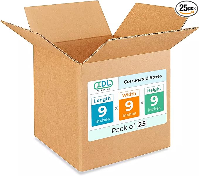 Small Cube Moving & Shipping Boxes 9"L x 9"W x 9"H by IDLPackaging
