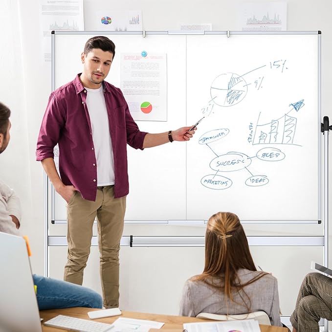 VIZ-PRO Double-Sided Mobile Whiteboard, 96 x 48 Inches, Magnetic Rolling Dry - Image 6