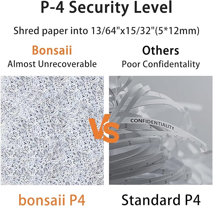 Bonsaii 12-Sheet P-4 Micro-Cut Shredder, 55-Min Continuous Use, Shreds Paper - Image 2