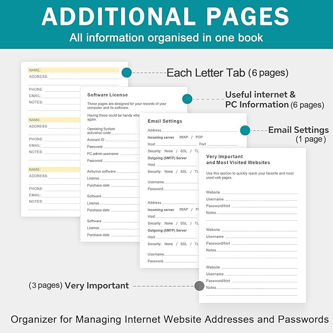 Address Book with Colorful Alphabetical Tabs – Hardcover Contact Organizer - Image 5