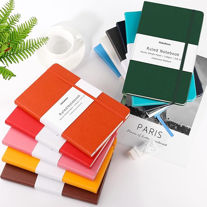 Huhuhero 10 Colors Lined Journal Notebook, A5 Hardcover Notebooks - Image 8