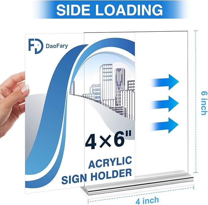 Daofary 26 Pack Acrylic Sign Holder 4 x 6 Clear Display Table Signs Stand - Image 2