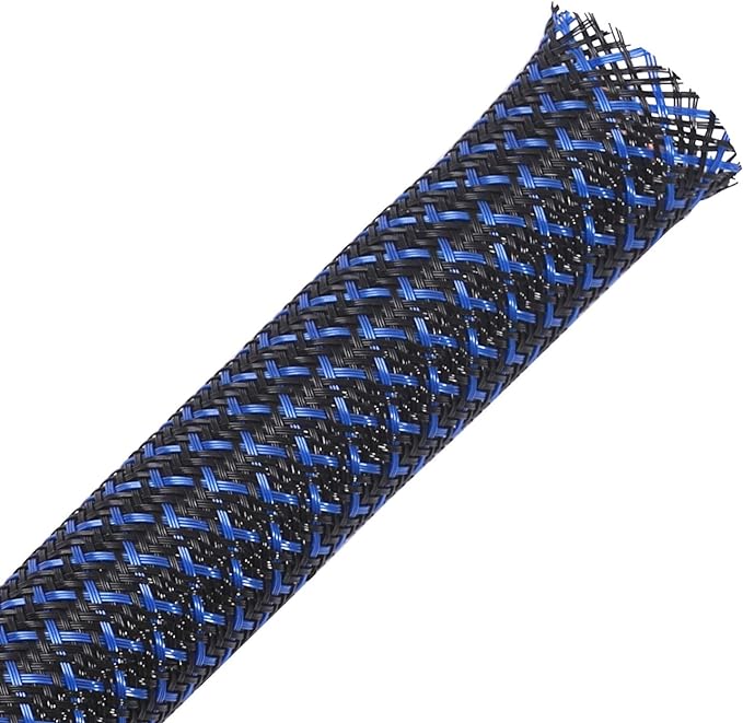 25ft - 1 inch PET Expandable Braided Sleeving – BlackBlue – Alex Tech Braided by AlexTech