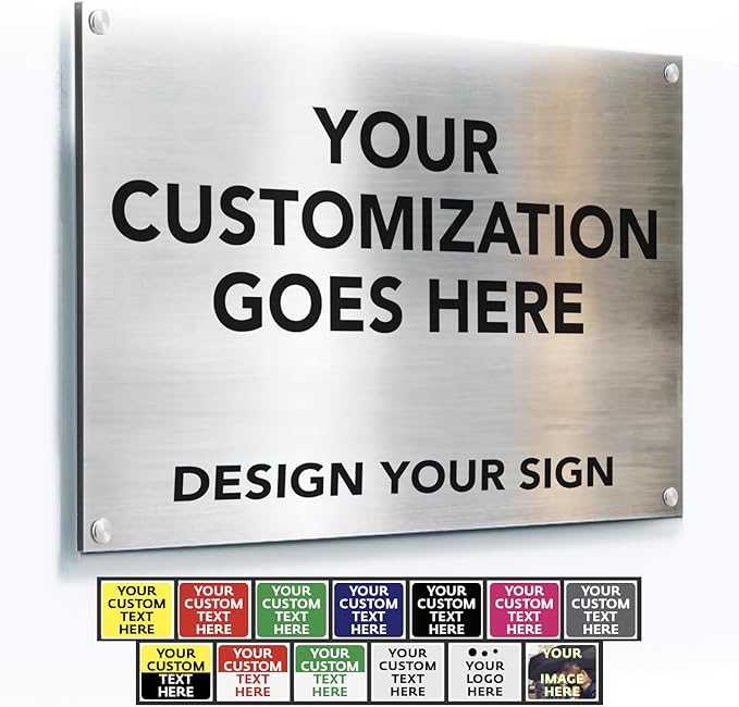 Custom Outdoor Aluminum Signs, Personalized Business Signs, Waterproof Silver by SpeedyOrders
