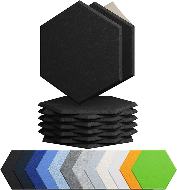 Amantech 12 Pack Acoustic Panels Self Adhesive Sound Proof Foam, High Density by Amantech