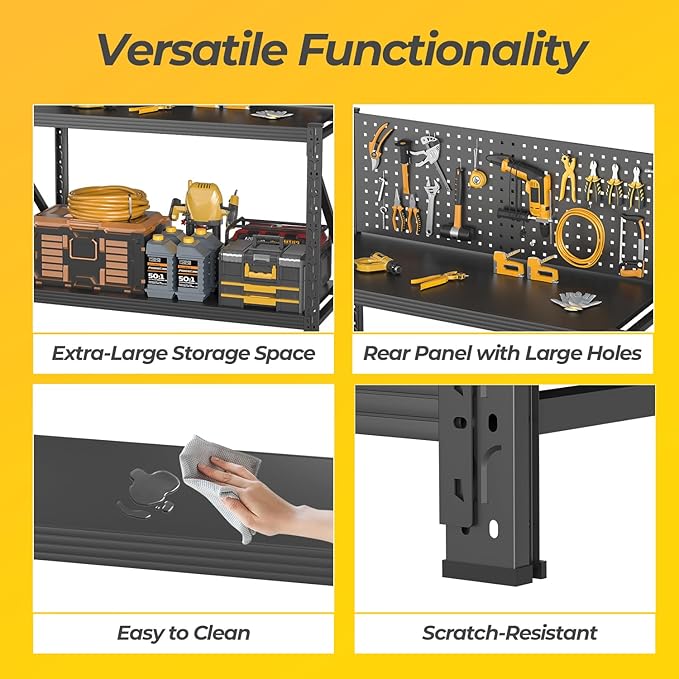 10 Sets Storage Shelves with Pegboard, Heavy Duty Garage Shelving Units and - Image 5