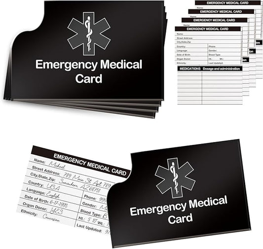 4 Pack Emergency Medical Information Id Card Red Medical Condition and by DLUGOPIS