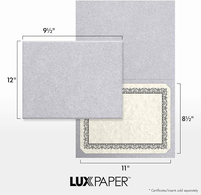 LUXPaper 9.5" x 12" Certificate Holders | Silver Metallic | 105lb. Cover | 50 - Image 4