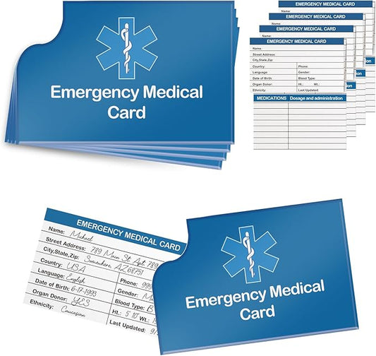 4 Pack Emergency Medical Information Id Card Red Medical Condition and by DLUGOPIS