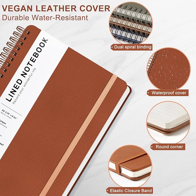 ABERLLS Brown Lined Spiral Journal Notebook - Image 4