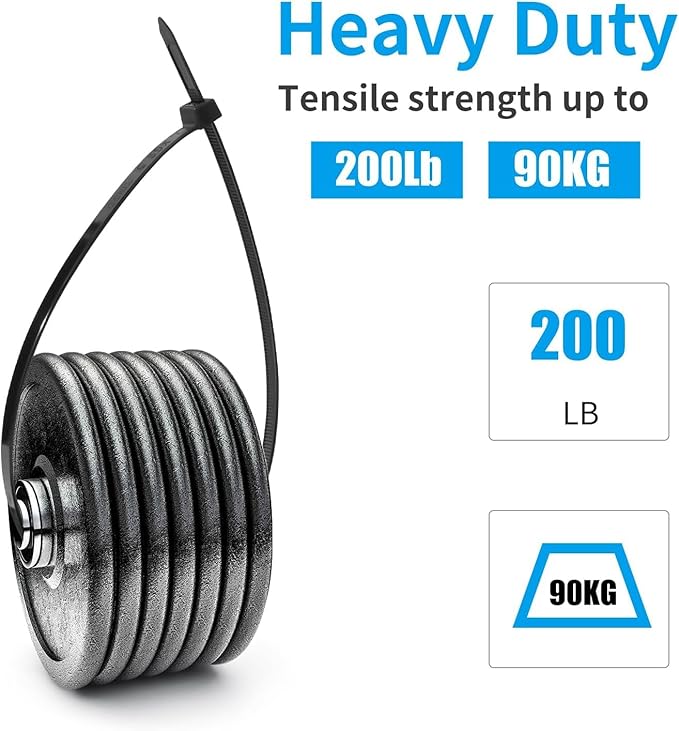 XINGO 20 Inch Black Large Heavy Duty Zip Ties 100 Pack, 200 LBS Ultra Strong - Image 4