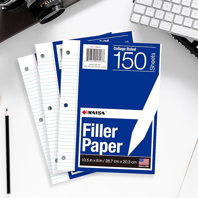 Kaisa3 Pack Notebook Paper College Ruled 3-Hole Punched Loose Leaf Paper 8x10.5 - Image 7