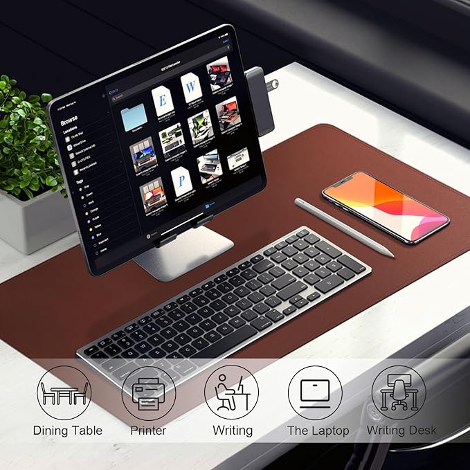Leather Desk Pad Protector, 39.4'' X 17'' Large Mouse Pad, Office Desk Mat - Image 5