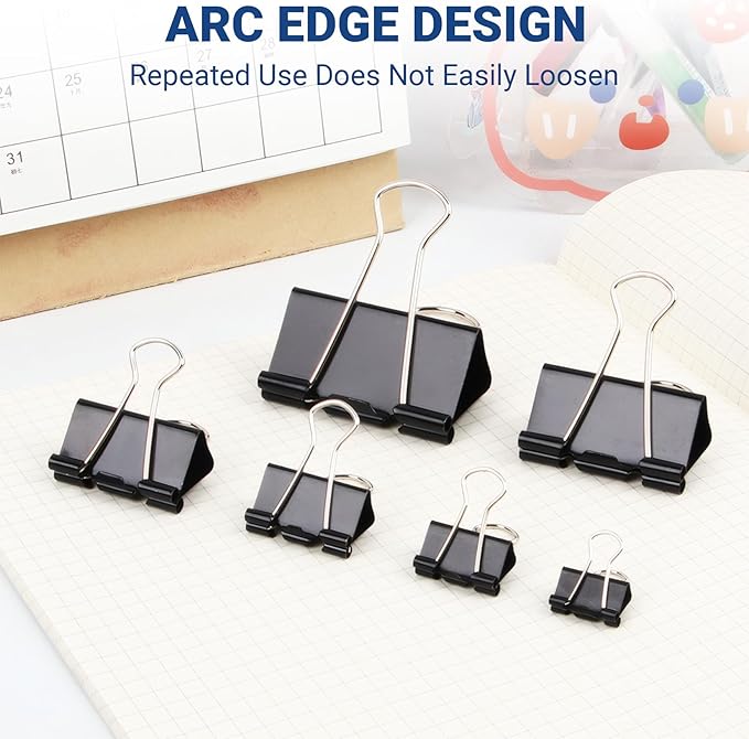 60 PCS Large Binder Clips – 2Inch 51mm Big Black Metal Paper Clamps, Extra - Image 6