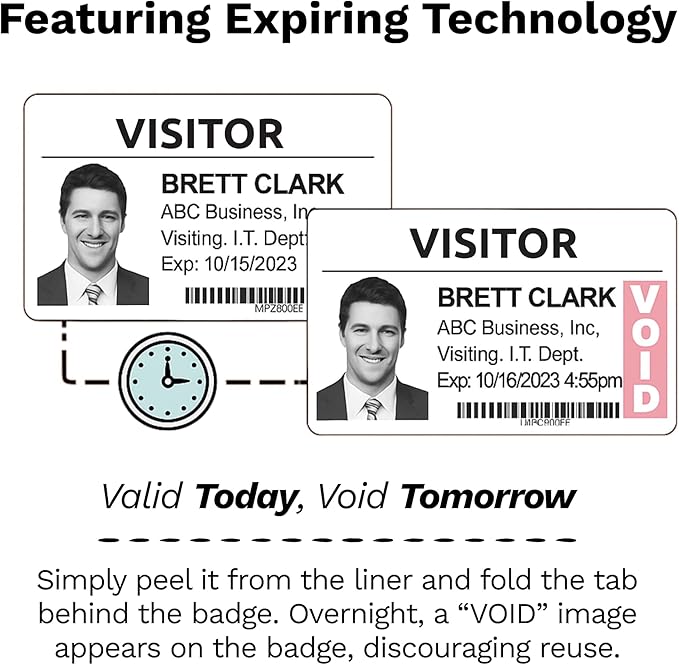 Threshold 3.25-inch Tab Expiring Visitor Badges on a Roll | 1 Roll Compatible - Image 2