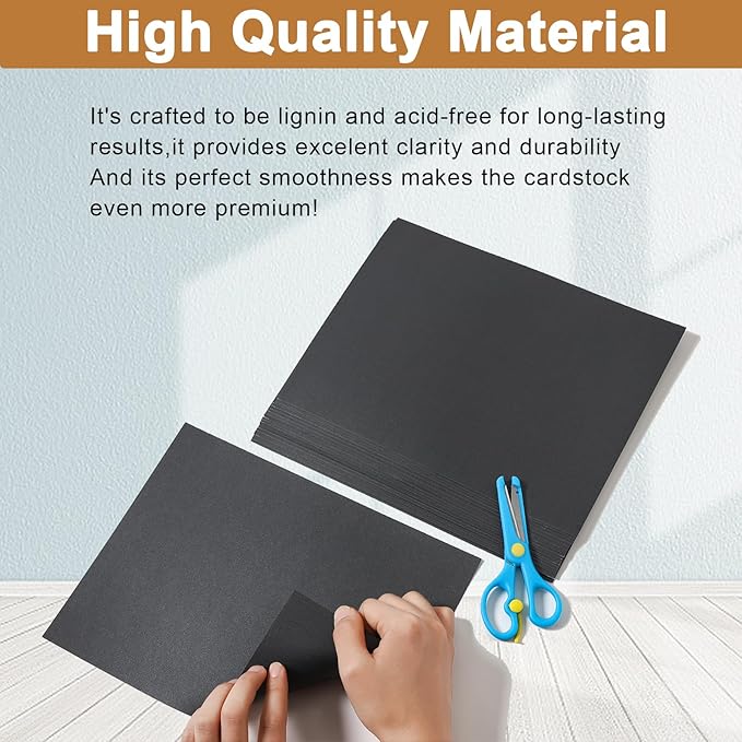 Silunkia 100 Sheets Black Shimmer Cardstock 8.5 x 11 Crafts Paper, 75lb Thick - Image 4